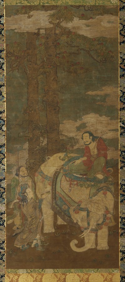 Sakyamuni em um elefante, século 16-17. de Unbekannt