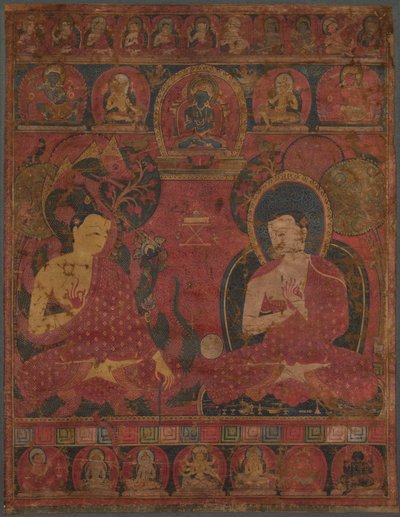 Sakyamuni com um discípulo Thangka, século XIV. de Unbekannt