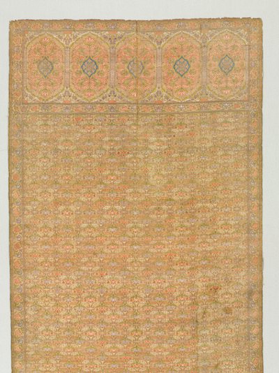 Faixa com campo floral e painéis finais sobre fundo dourado, década de 1700. de Unbekannt