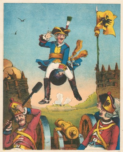 Cena das Aventuras do Barão Munchausen de Rudolph Erich Raspe, c1850 de Unbekannt