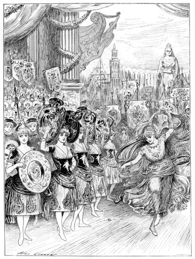 Cena da pantomima Os quarenta ladrões no teatro Dury Lane, Londres, 1887 de Unbekannt