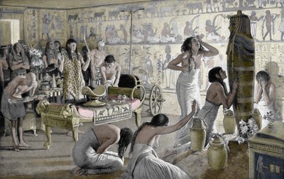 Cena de luto no templo funerário de Tutankhamon, Egito, 1325 aC 1933-1934 de Unbekannt