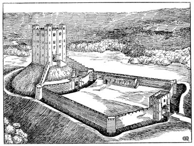 Esquema de um castelo normando baseado no castelo Hedingham, Essex, Inglaterra de Unbekannt