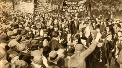 Manifestantes escoceses, protestos significa teste, Hyde Park, Londres, 1932, 1933. de Unbekannt