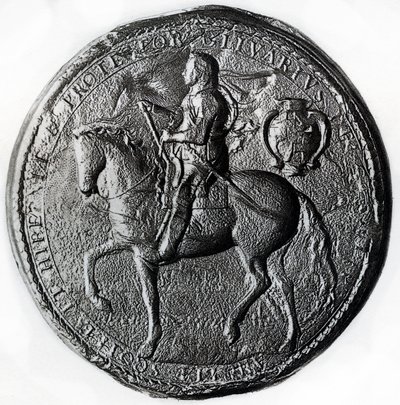 Selo do protetorado com Oliver Cromwell a cavalo, século XVII, 1899 de Unbekannt