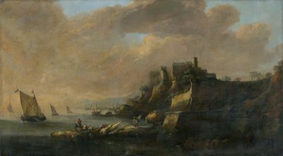 Vista do mar com um castelo de Unbekannt