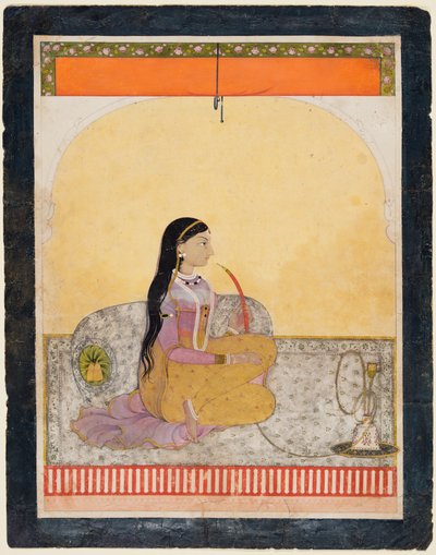 Senhora sentada fumando um cachimbo de água, c. 1780 de Unbekannt