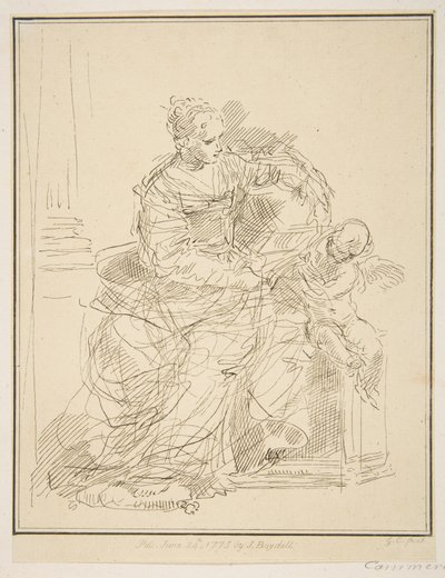 Mulher sentada com um putto, 1775. de Unbekannt