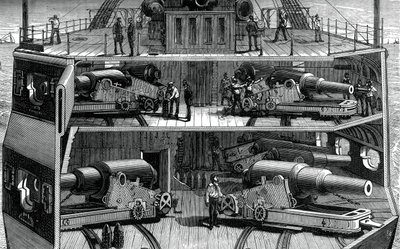 Vista de seção de baterias na fragata de ferro Alexandra, c1880 de Unbekannt