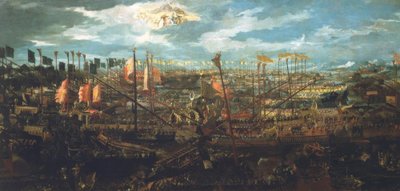 Batalha marítima em Lepanto 1571 - venez. Média de Unbekannt