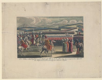 Selim III, sultão dos turcos, recebeu sua nova revisão de infantaria no campo de Unbekannt