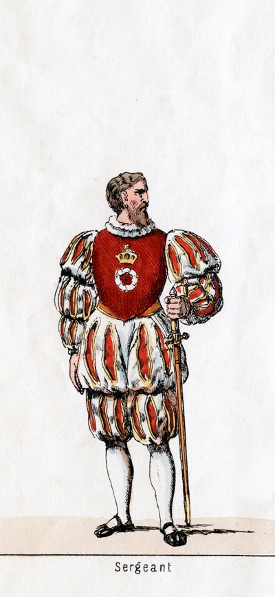 Sargento, figurino da peça de Shakespeares, Henrique VIII, século XIX de Unbekannt