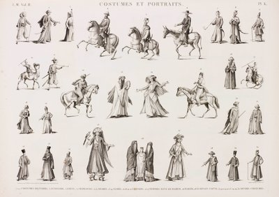 Série de ilustrações de pessoas em vários trajes de Unbekannt
