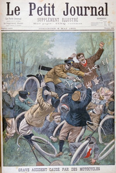 Acidente grave causado por bicicleta, Paris, 1900 de Unbekannt
