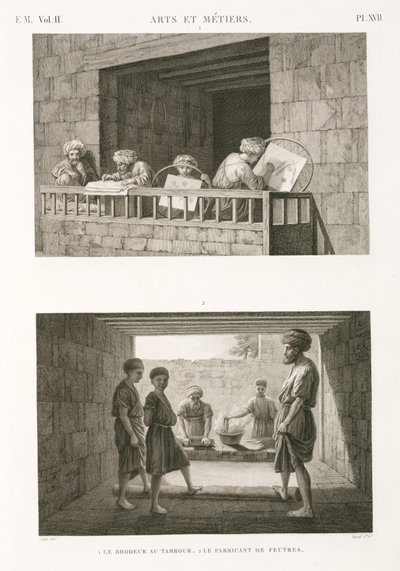 Bordar e fazer feltro, Egipto, c 1798 de Unbekannt