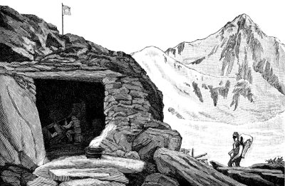 Abrigo construído pelo glaciólogo Louis Agassiz, Glaciar Aar, Suíça, 1840 1885 de Unbekannt