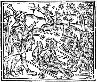 Pastores com seus rebanhos e cães, início do século XVI de Unbekannt