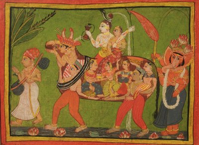 Shiva e Parvati em uma vaca composta de mulheres reunidas de Unbekannt