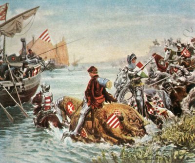 Sigismundo é resgatado após a batalha de Nicópolis, 1396, 1936. de Unbekannt