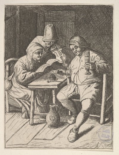 Casais cantando e violino, 1610-85. de Unbekannt