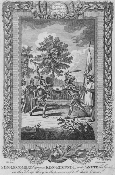 Único combate entre o rei Edmund II e Canuto, o Grande, na ilha de Abney, 1787 de Unbekannt
