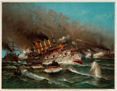 Naufrágio do cruzador russo Varyag na batalha de Chemulpo Bay, 1904 de Unbekannt