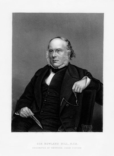 Sir Rowland Hill, professor britânico, panfletário e criador de selos de moeda de um centavo, século XIX de Unbekannt