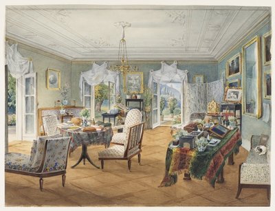 Sala de estar em uma propriedade rural, 1830-1840 de Unbekannt