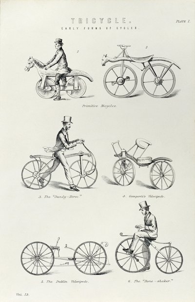 Seis formas antigas de bicicleta, c1870 de Unbekannt