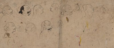 Página de Esboço de Estudos Faciais, provavelmente Maharao Kishor Singh, ca. 1830. de Unbekannt