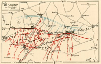 Esboço das operações principais perto de Mons e Charleroi, c1914, c1920. de Unbekannt