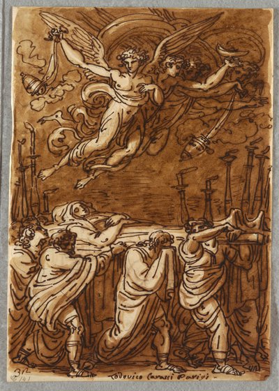 Sketchbook Folio, Os Apóstolos Carregando o Corpo da Virgem para a Tumba, Estudo após Lodovico Carracci de Unbekannt