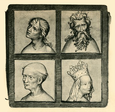 Esboços de cabeças, início do século XV, 1943. de Unbekannt