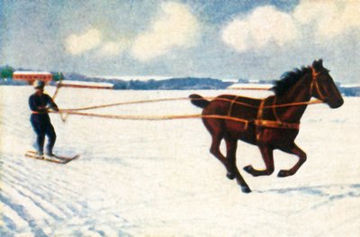 Skijöring na Suécia, c1928. de Unbekannt