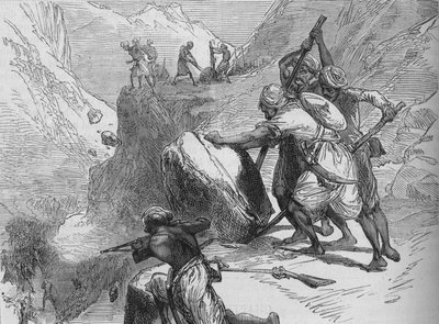 Skirmish em uma passagem de montanha, c1880 de Unbekannt