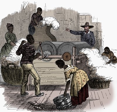 Trabalho escravo em uma plantação de algodão nos estados do sul da América, 1860 de Unbekannt