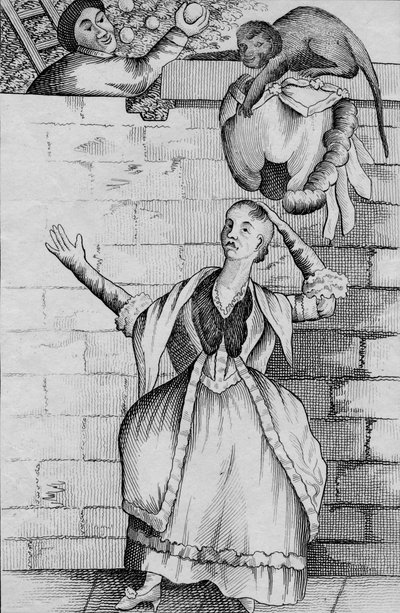 Ligeira mão por um macaco - ou a cabeça de Ladys descarregada, c1812 de Unbekannt