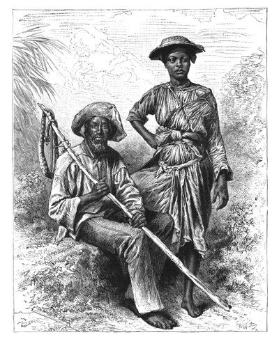 Apanhador de cobras e menina de carvão, Martinica, c1890 de Unbekannt