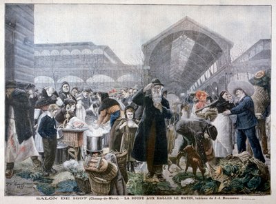 Suporte de sopa no mercado Les Halles pela manhã, 1897 de Unbekannt