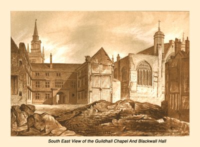Capela do Guildhall da vista do sudeste e Blackwell Hall, 1886 de Unbekannt