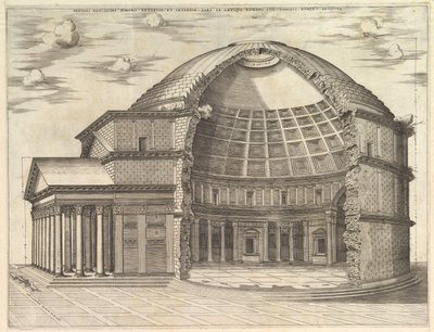 Speculum Romanae Magnificentiae: O Panteão, separado para mostrar o interior, 1553. de Unbekannt