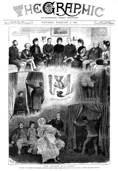 Espírito desmascarado em uma sessão em Londres, 1880 de Unbekannt