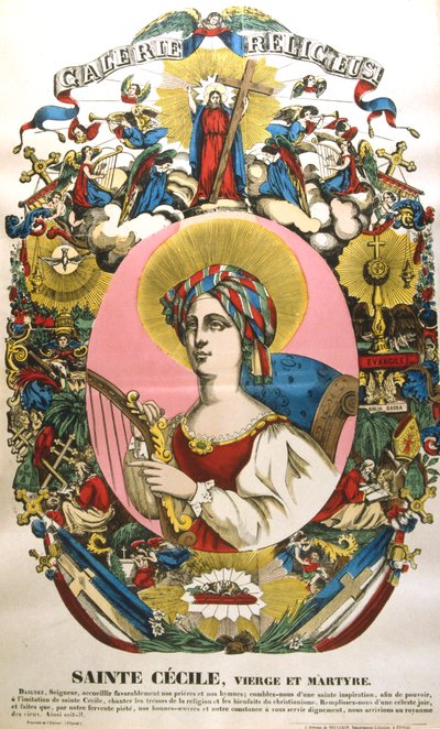 St Cecilia ou Cecile, lendário mártir romano, século XIX de Unbekannt