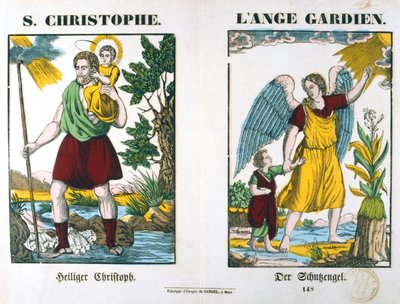 São Cristóvão e um anjo da guarda, século XIX de Unbekannt