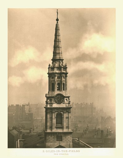 St Giles-in-the-Fields, The Steeple, meados do século XIX. de Unbekannt