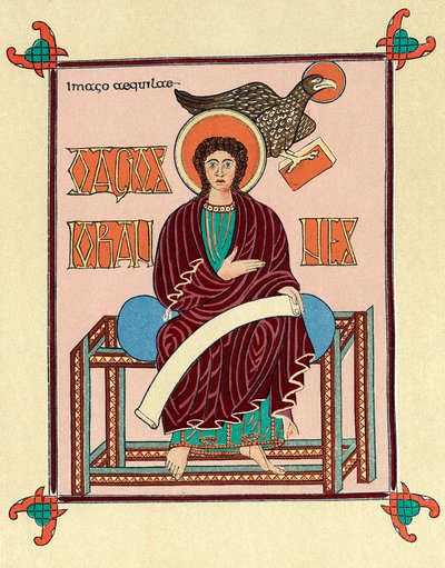 São João Evangelista do Livro do Evangelho de Lindisfarne Durham, c720 de Unbekannt