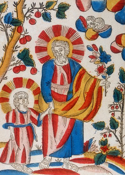 São José e Jesus, seu filho, andando de mãos dadas, século XVIII de Unbekannt