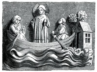 St Julian e St Basilissa, sua esposa, transportando Cristo em seu barco, século XIII 1870 de Unbekannt
