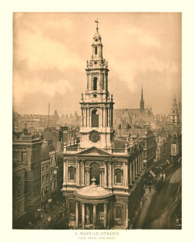 St Mary-le-Strand, vista do oeste, meados do século XIX. de Unbekannt