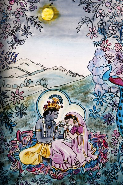 Vidro manchado no templo Iskcon: Krishna e Rada, Londres, Grande-Bretagne de Unbekannt